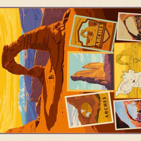 Arches National Park: Collage Print, Vintage Poster 100 Puzzle 3D Modell