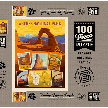 Arches National Park: Collage Print, Vintage Poster 100 Puzzle Schachtel 3D Modell