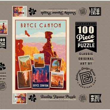 Bryce Canyon National Park: Collage Print, Vintage Poster 100 Puzzle Schachtel 3D Modell