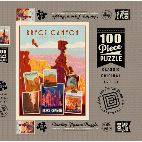 Bryce Canyon National Park: Collage Print, Vintage Poster 100 Puzzle Schachtel 3D Modell