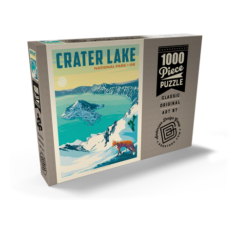 Crater Lake National Park: Winter Fox, Vintage Poster 1000 Puzzle Schachtel Ansicht2