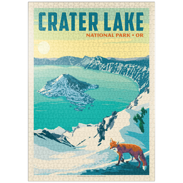 puzzleplate Crater Lake National Park: Winter Fox, Vintage Poster 1000 Puzzle