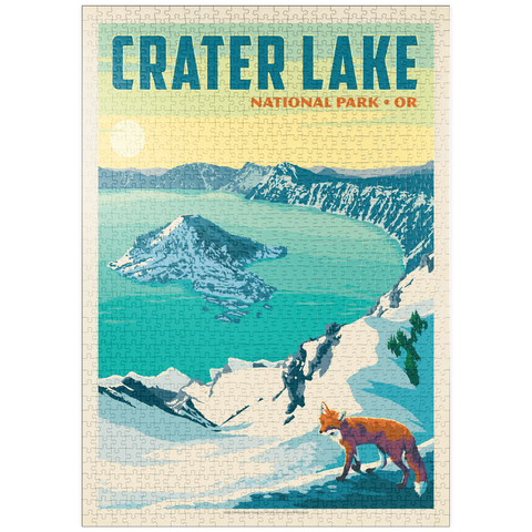 puzzleplate Crater Lake National Park: Winter Fox, Vintage Poster 1000 Puzzle
