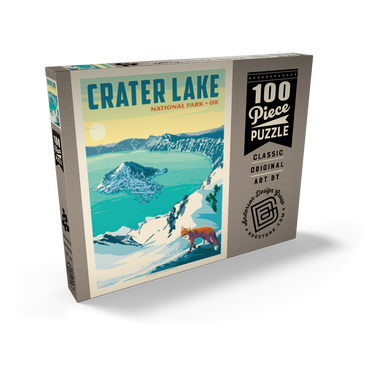 Crater Lake National Park: Winter Fox, Vintage Poster 100 Puzzle Schachtel Ansicht2