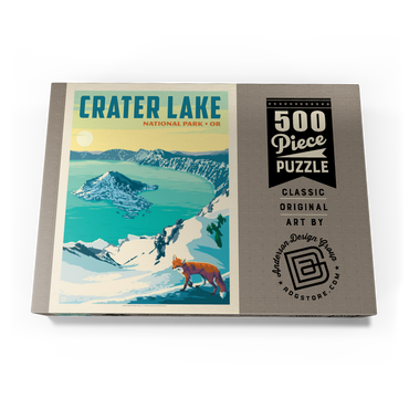 Crater Lake National Park: Winter Fox, Vintage Poster 500 Puzzle Schachtel Ansicht3
