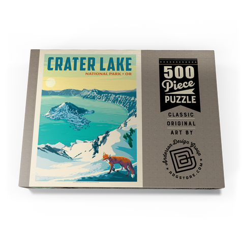 Crater Lake National Park: Winter Fox, Vintage Poster 500 Puzzle Schachtel Ansicht3