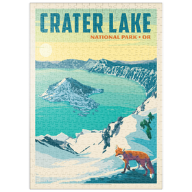 Darstellung des Puzzle-Motivs Crater Lake National Park: Winter Fox, Vintage Poster – Puzzleteile: 500
