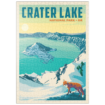 puzzleplate Crater Lake National Park: Winter Fox, Vintage Poster 500 Puzzle