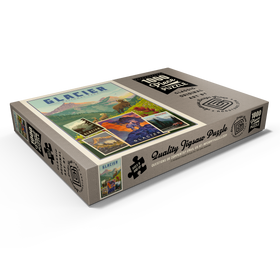 Darstellung des Puzzle Motivs Glacier National Park: Collage Print, Vintage Poster - Puzzleteile: 1000