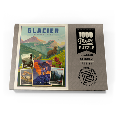 Glacier National Park: Collage Print, Vintage Poster 1000 Puzzle Schachtel Ansicht3