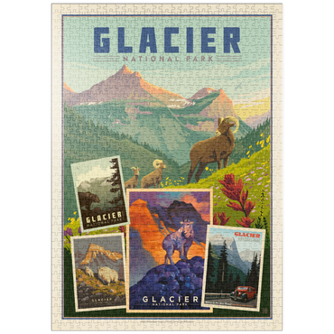 puzzleplate Glacier National Park: Collage Print, Vintage Poster 1000 Puzzle