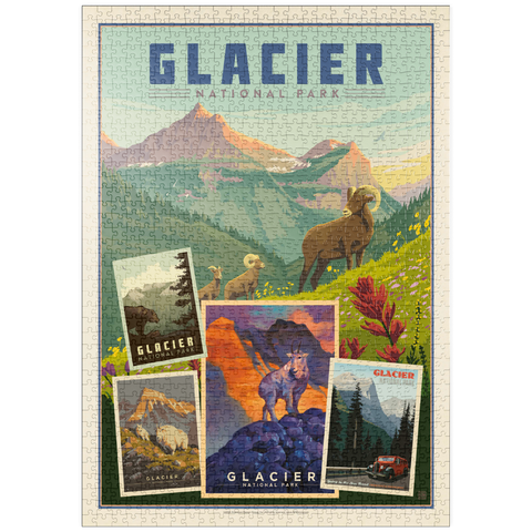puzzleplate Glacier National Park: Collage Print, Vintage Poster 1000 Puzzle