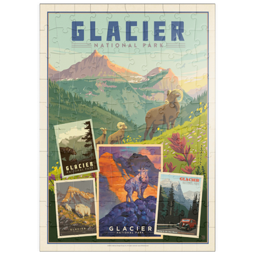 puzzleplate Glacier National Park: Collage Print, Vintage Poster 100 Puzzle