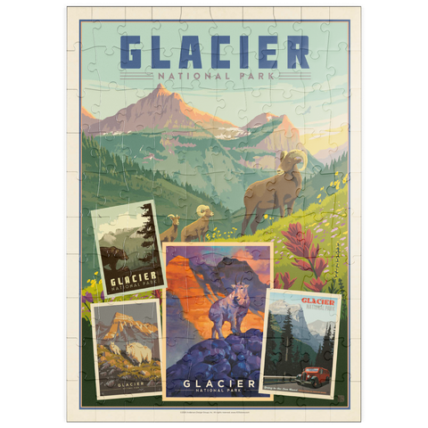 puzzleplate Glacier National Park: Collage Print, Vintage Poster 100 Puzzle