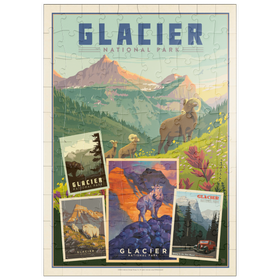 Darstellung des Puzzle Motivs Glacier National Park: Collage Print, Vintage Poster - Puzzleteile: 100