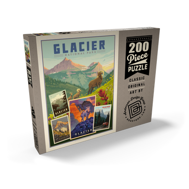 Glacier National Park: Collage Print, Vintage Poster 200 Puzzle Schachtel Ansicht2