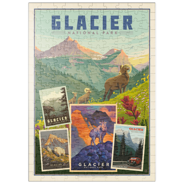 puzzleplate Glacier National Park: Collage Print, Vintage Poster 200 Puzzle