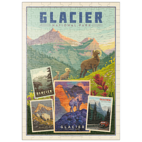 Darstellung des Puzzle Motivs Glacier National Park: Collage Print, Vintage Poster - Puzzleteile: 200