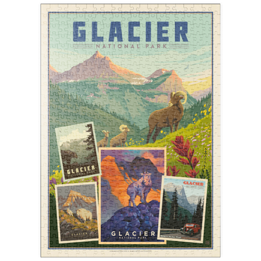 puzzleplate Glacier National Park: Collage Print, Vintage Poster 500 Puzzle