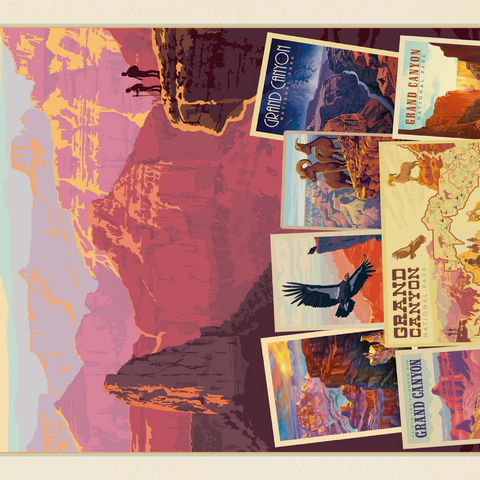 Grand Canyon National Park: Collage Print, Vintage Poster 1000 Puzzle 3D Modell