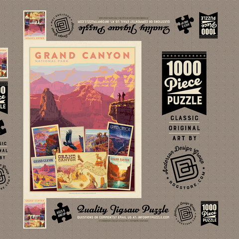 Grand Canyon National Park: Collage Print, Vintage Poster 1000 Puzzle Schachtel 3D Modell