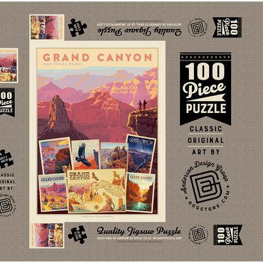 Grand Canyon National Park: Collage Print, Vintage Poster 100 Puzzle Schachtel 3D Modell
