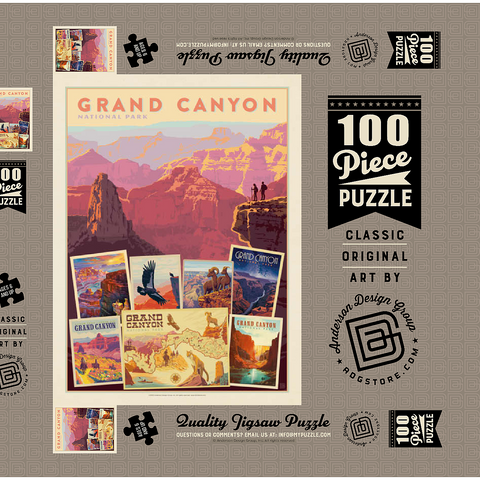 Grand Canyon National Park: Collage Print, Vintage Poster 100 Puzzle Schachtel 3D Modell