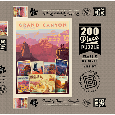 Grand Canyon National Park: Collage Print, Vintage Poster 200 Puzzle Schachtel 3D Modell