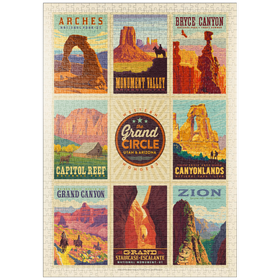 Darstellung des Puzzle Motivs Grand Circle National-Parks: Multi-Image Design, Vintage Poster - Puzzleteile: 1000