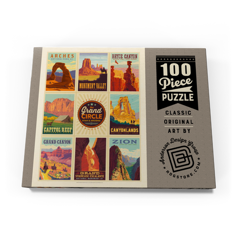 Grand Circle National-Parks: Multi-Image Design, Vintage Poster 100 Puzzle Schachtel Ansicht3