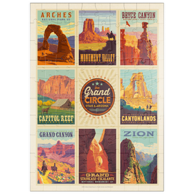 Darstellung des Puzzle Motivs Grand Circle National-Parks: Multi-Image Design, Vintage Poster - Puzzleteile: 100