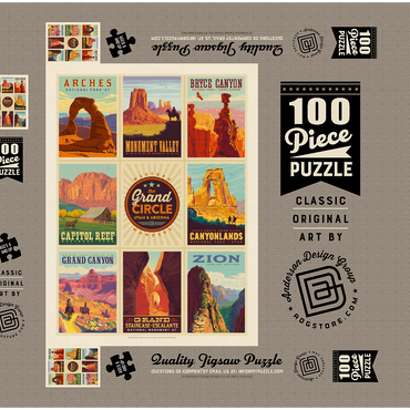 Grand Circle National-Parks: Multi-Image Design, Vintage Poster 100 Puzzle Schachtel 3D Modell