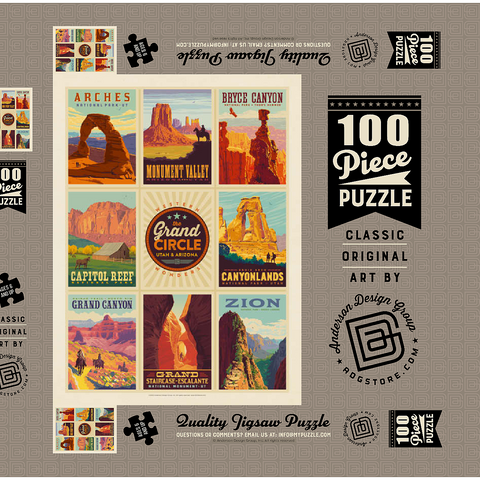 Grand Circle National-Parks: Multi-Image Design, Vintage Poster 100 Puzzle Schachtel 3D Modell