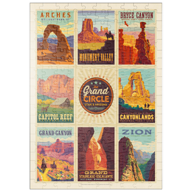 Darstellung des Puzzle Motivs Grand Circle National-Parks: Multi-Image Design, Vintage Poster - Puzzleteile: 200