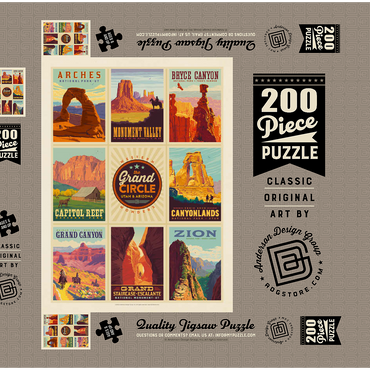 Grand Circle National-Parks: Multi-Image Design, Vintage Poster 200 Puzzle Schachtel 3D Modell