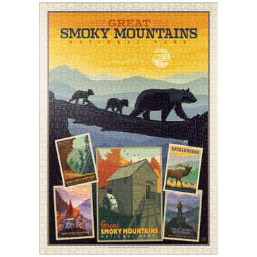 puzzleplate Great Smoky Mountains National Park: Collage Print, Vintage Poster 1000 Puzzle