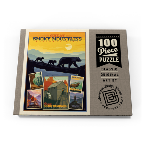 Great Smoky Mountains National Park: Collage Print, Vintage Poster 100 Puzzle Schachtel Ansicht3
