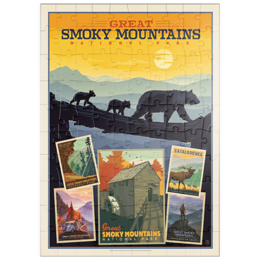 puzzleplate Great Smoky Mountains National Park: Collage Print, Vintage Poster 100 Puzzle