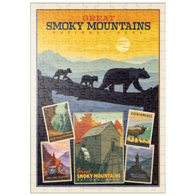 Darstellung des Puzzle Motivs Great Smoky Mountains National Park: Collage Print, Vintage Poster - Puzzleteile: 200