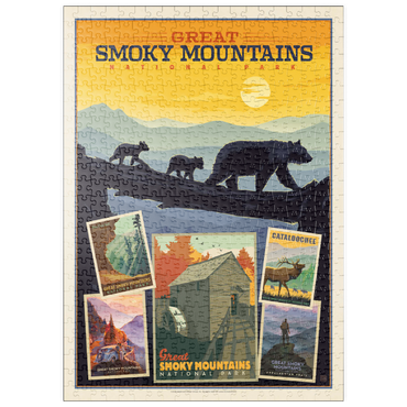 puzzleplate Great Smoky Mountains National Park: Collage Print, Vintage Poster 500 Puzzle