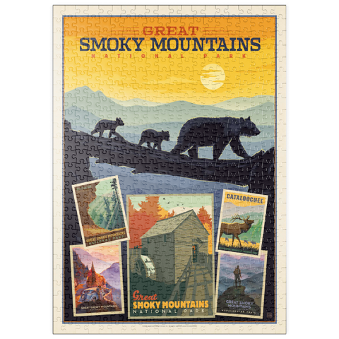 puzzleplate Great Smoky Mountains National Park: Collage Print, Vintage Poster 500 Puzzle