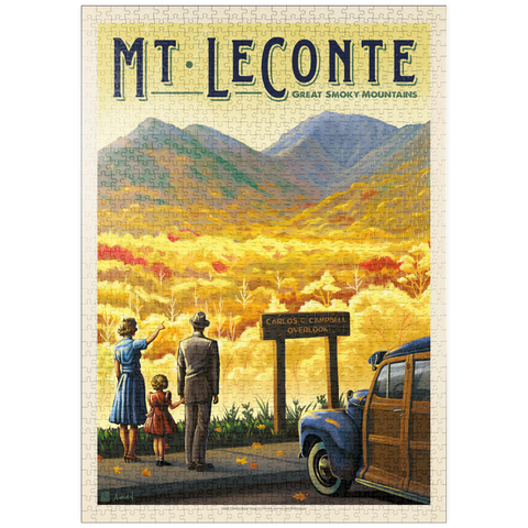 puzzleplate Great Smoky Mountains National Park: Mt. LeConte, Vintage Poster 1000 Puzzle