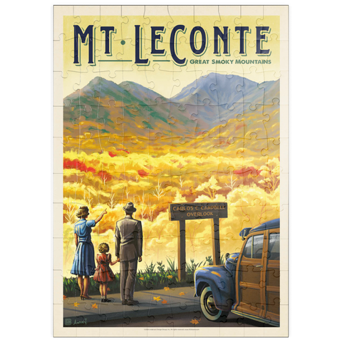 puzzleplate Great Smoky Mountains National Park: Mt. LeConte, Vintage Poster 100 Puzzle