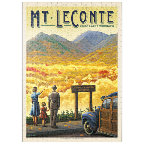 puzzleplate Great Smoky Mountains National Park: Mt. LeConte, Vintage Poster 500 Puzzle