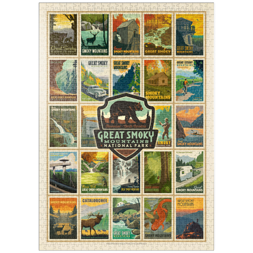 puzzleplate Great Smoky Mountains National Park: Multi-Image-Print, Vintage Poster 1000 Puzzle