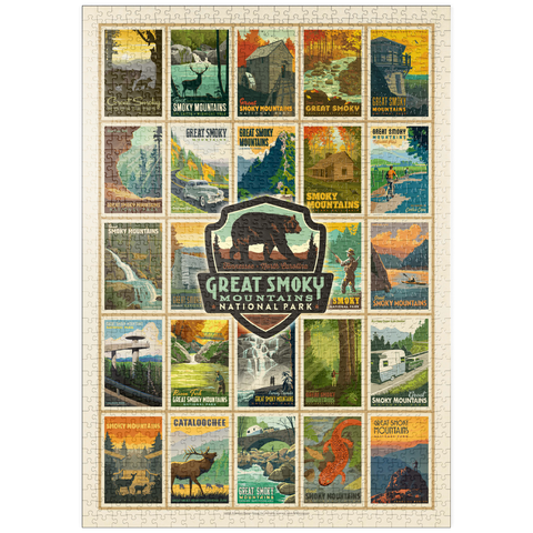 puzzleplate Great Smoky Mountains National Park: Multi-Image-Print, Vintage Poster 1000 Puzzle