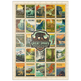 Darstellung des Puzzle Motivs Great Smoky Mountains National Park: Multi-Image-Print, Vintage Poster - Puzzleteile: 200