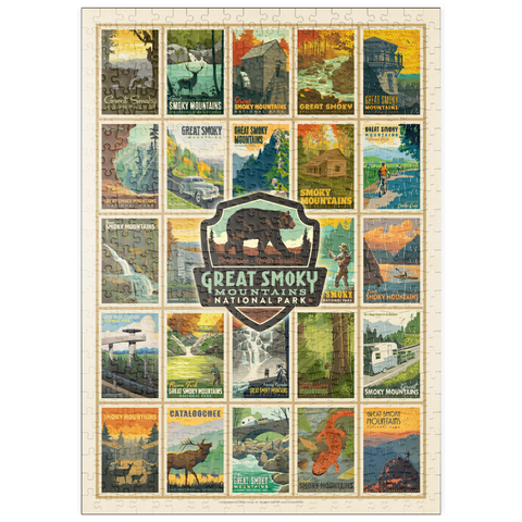 puzzleplate Great Smoky Mountains National Park: Multi-Image-Print, Vintage Poster 500 Puzzle
