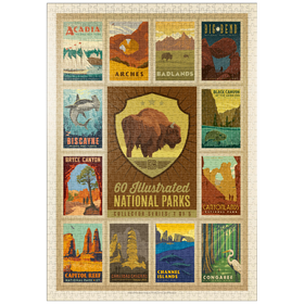 Darstellung des Puzzle-Motivs National Parks Collector Series  - Edition 1, Vintage Poster – Puzzleteile: 1000