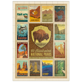 Darstellung des Puzzle Motivs National Parks Collector Series  - Edition 1, Vintage Poster - Puzzleteile: 100